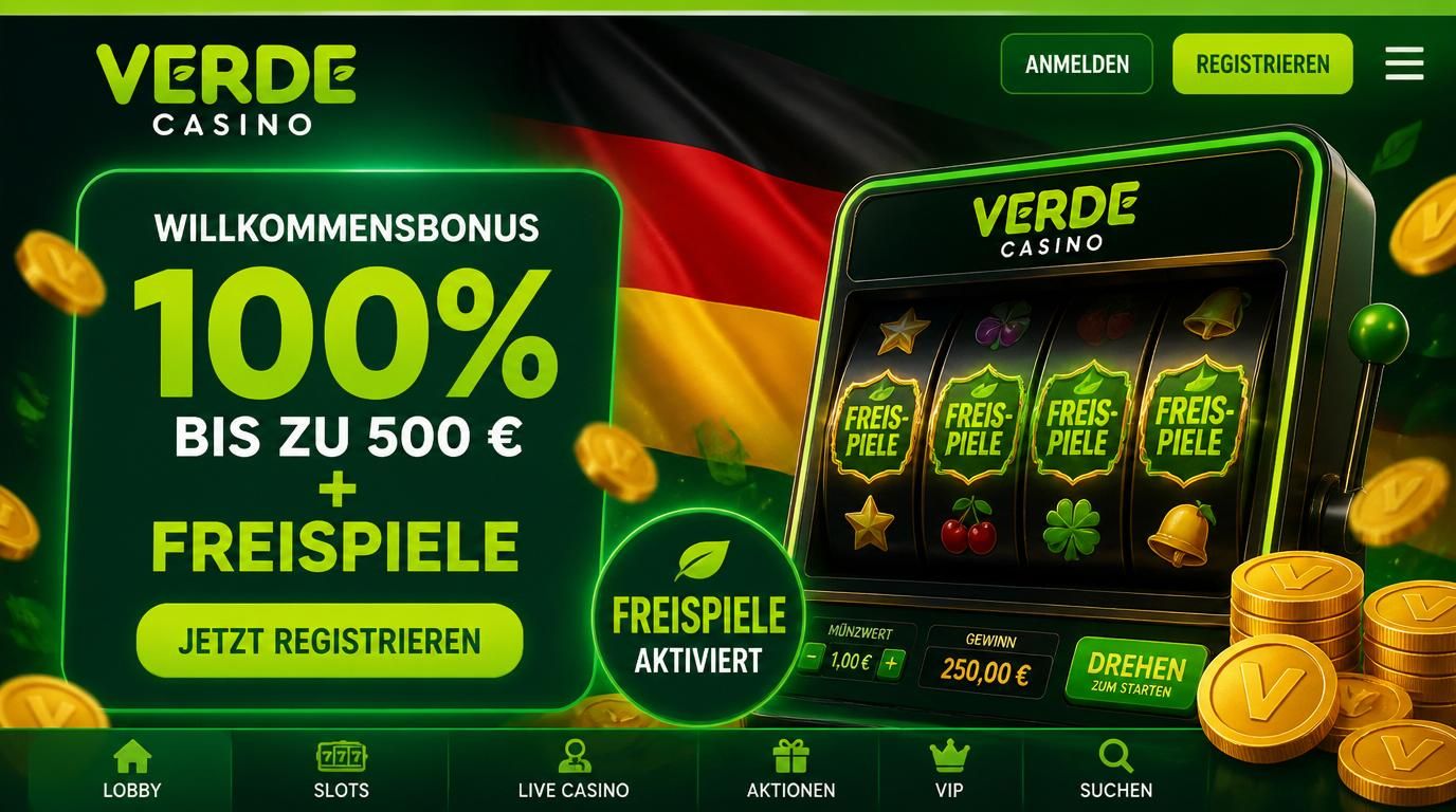 Bild eines Willkommensbonus-Angebots mit 100 % Bonus und Freispielen, deutsch gestaltet.