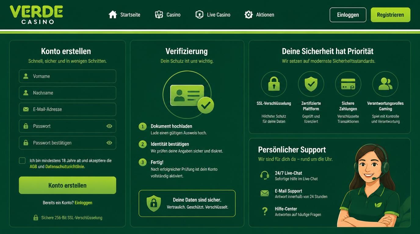 Registrierung &, Verifizierung mit Sicherheit und persönlichem Support in Deutsch.