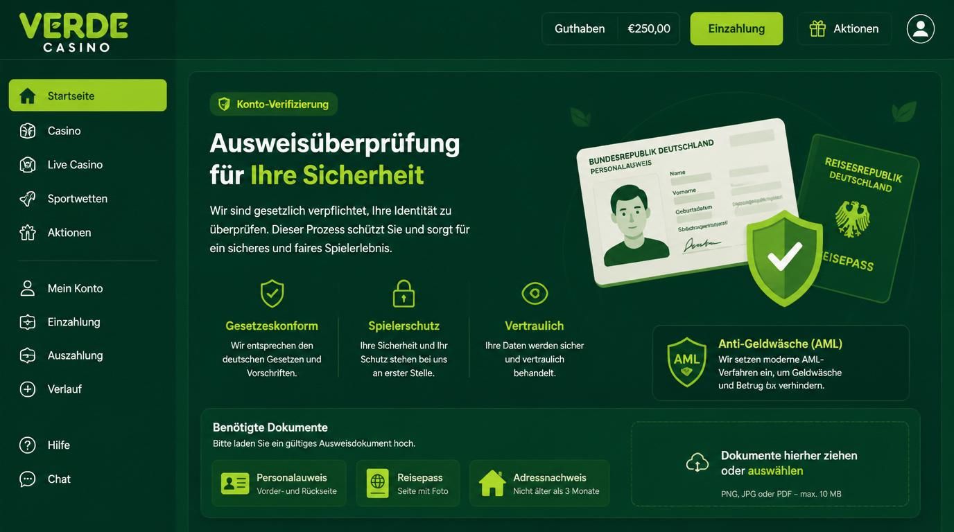 AML-Kontrollen, Verifizierung und fairer Umgang bei Verde Casino.